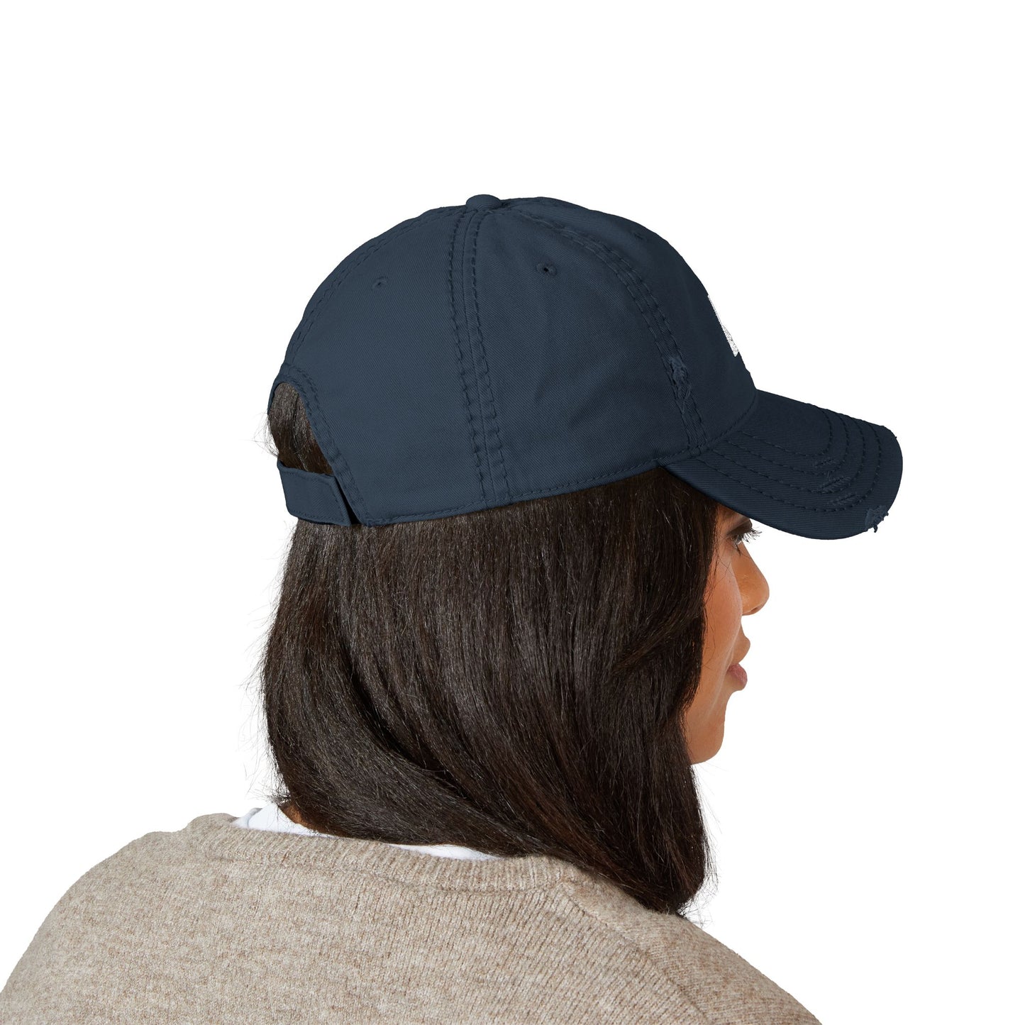 Distressed Dad Hat with Embroidery - Casual Vintage Cap