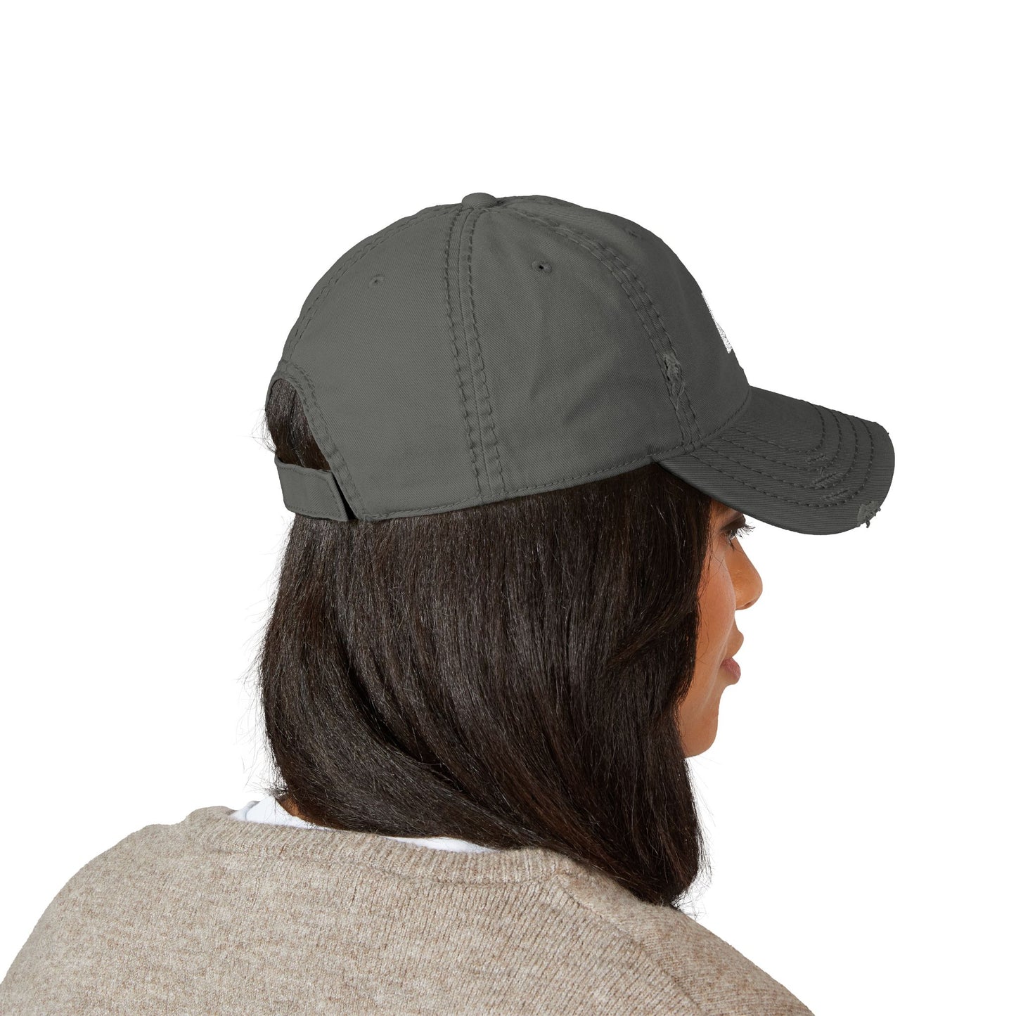 Distressed Dad Hat with Embroidery - Casual Vintage Cap