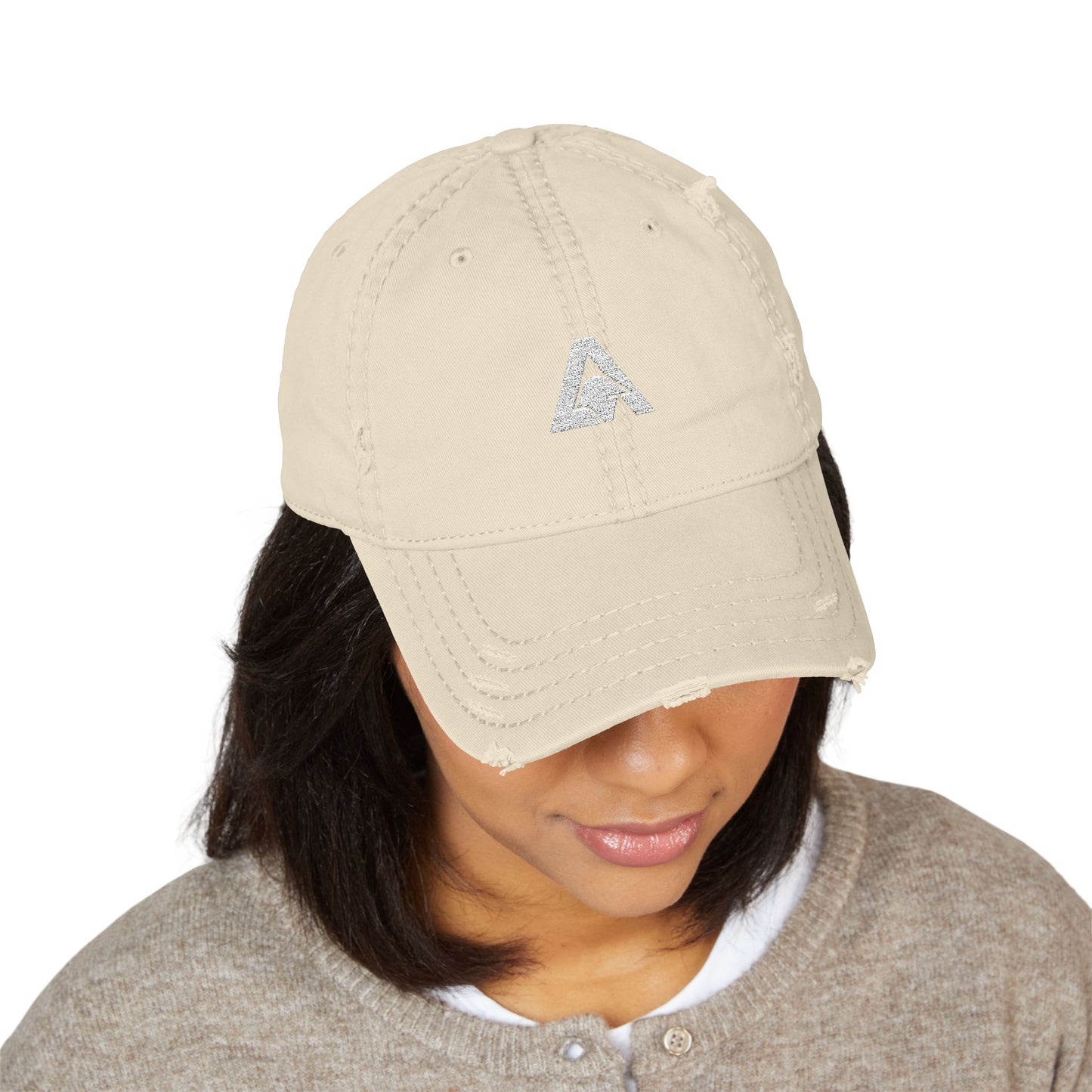 Distressed Dad Hat with Embroidery - Casual Vintage Cap