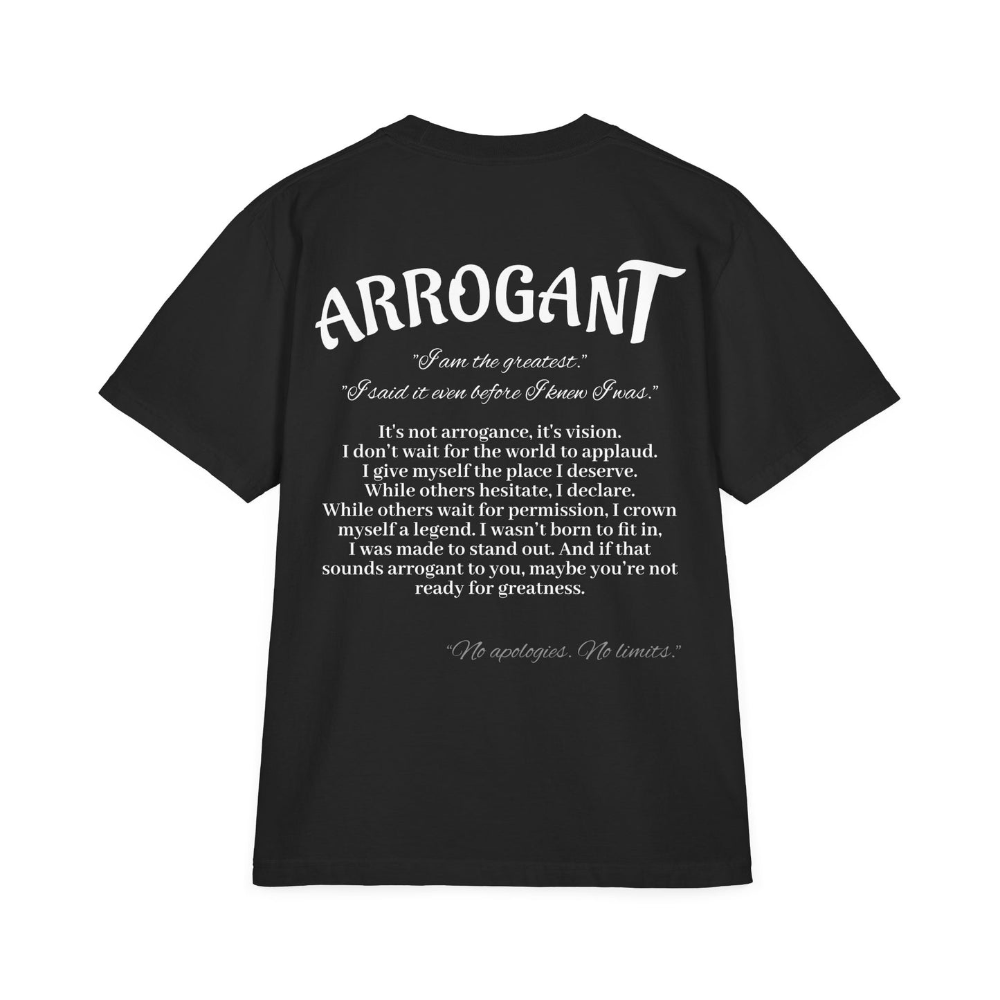 "Arrogant Black Version" - Casual Streetwear, Graphic Tee, Summer
