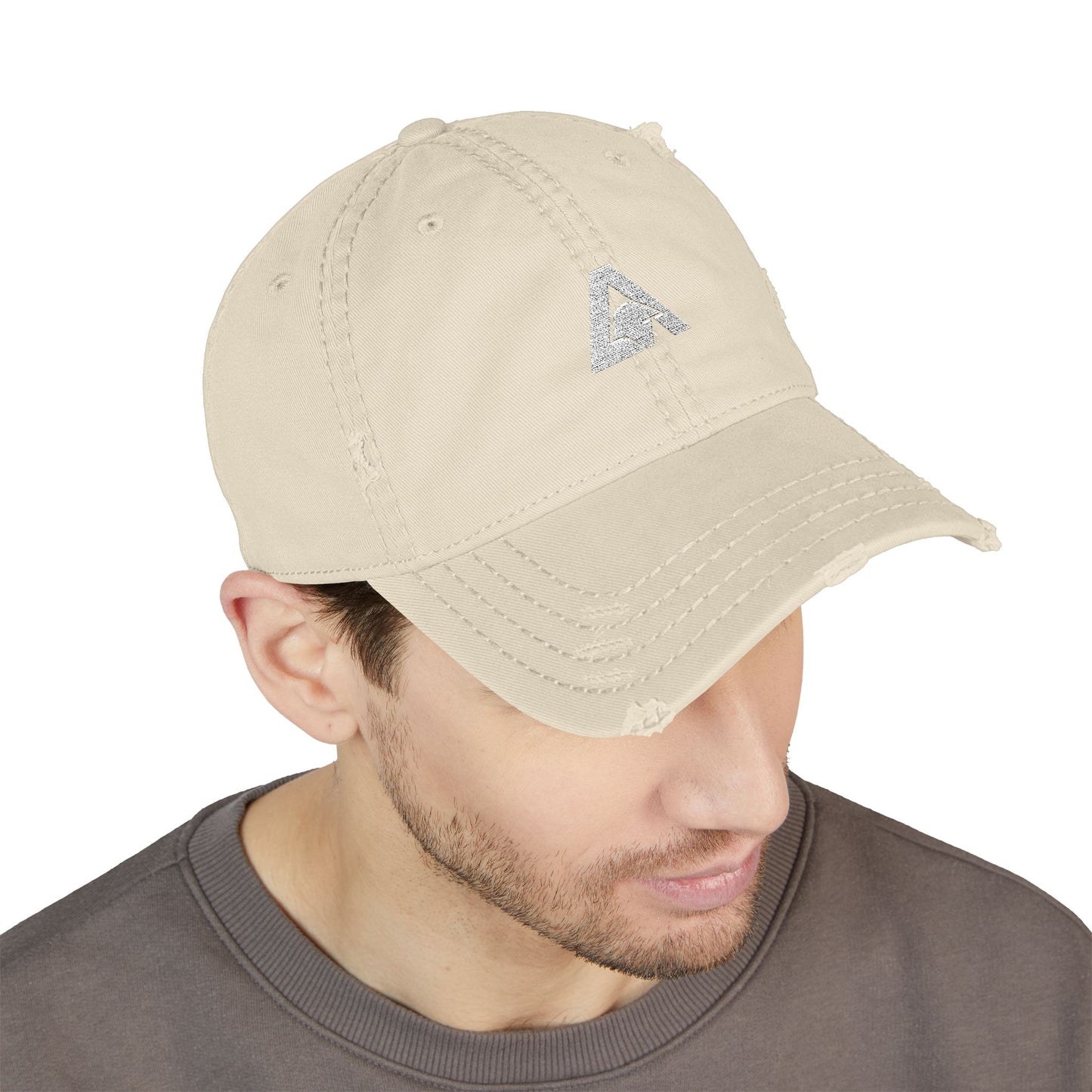 Distressed Dad Hat with Embroidery - Casual Vintage Cap